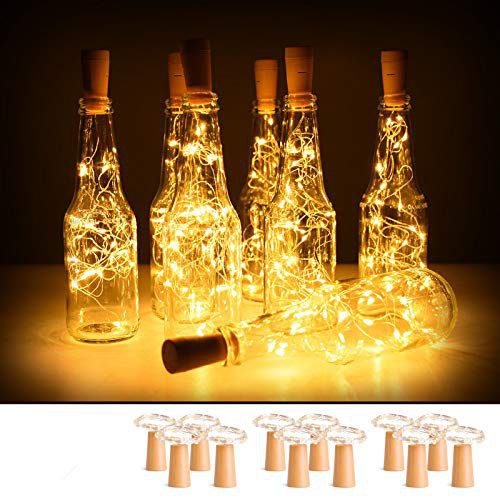 Wine Bottles Cork String Lights - Battery Powered - Decorations for Garden, Wedding, Christmas & Party - Warm Light – LEDs/3 Ft (Pack of 5)