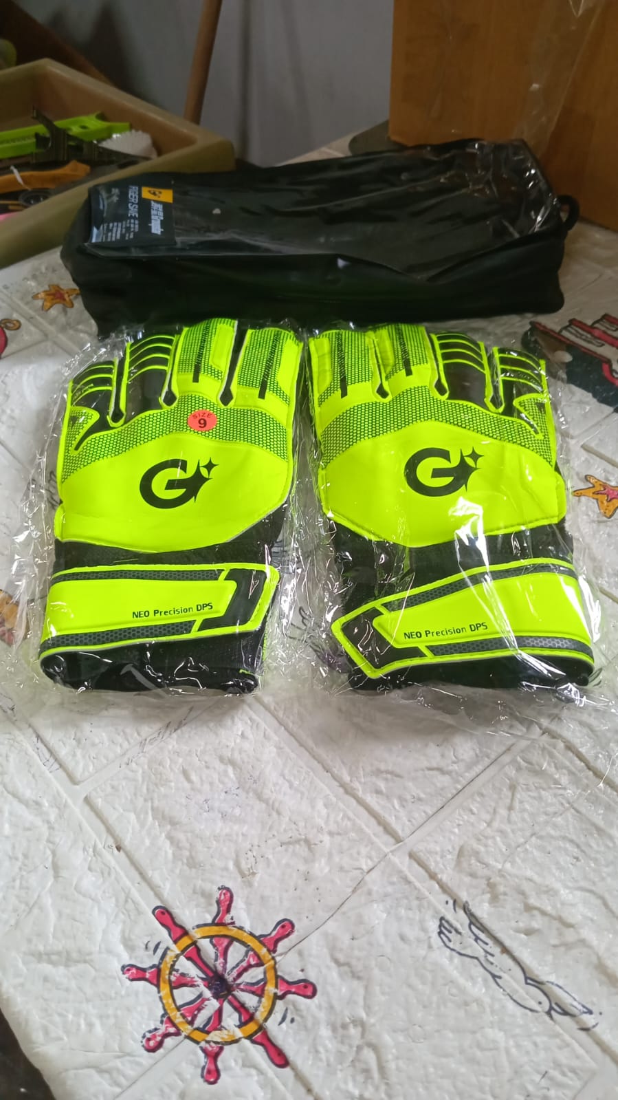 8064 Multi Function Finger Protection Sports Kids Goalkeeper Gloves Football Gloves For Boys Kids Adults Football Training Gloves Super Grip Palm Protection Gloves (1 Pair)