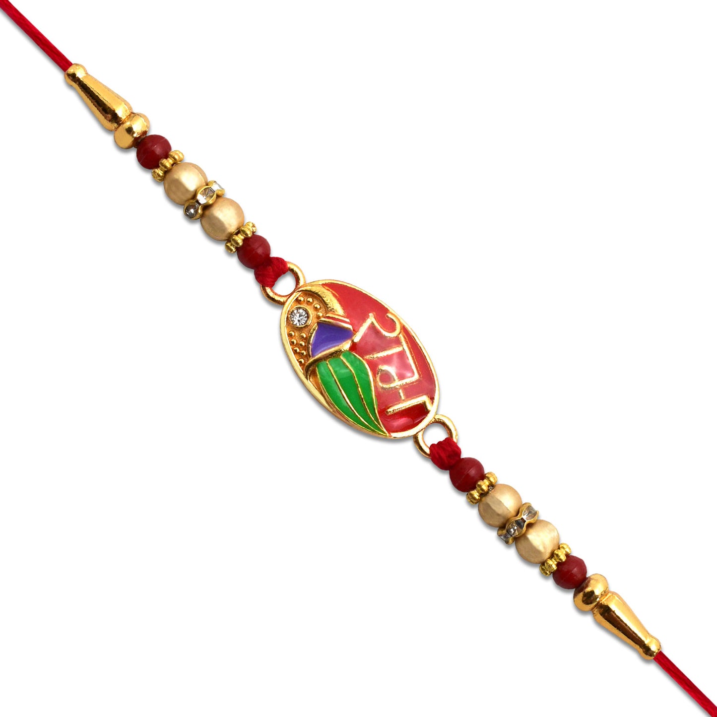 Ram Name Rakhi With Leaf Motif Enamel Design