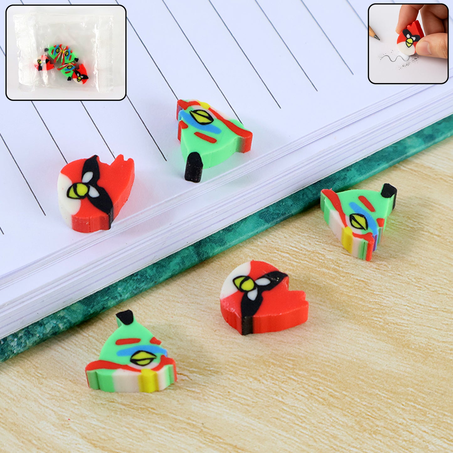 Mini Cartoon Shaped Pencil Erasers - (5 Pc Set)