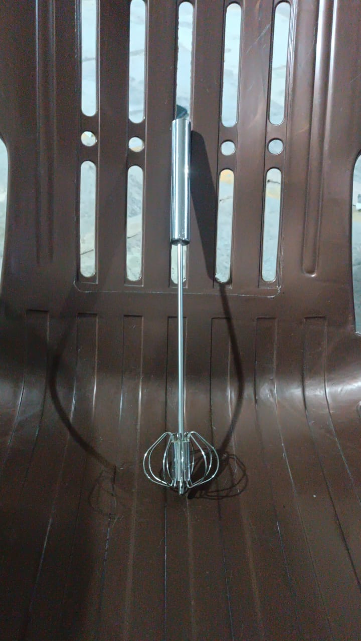 Big Stainless Steel Egg Whisk Hand Push Rotary Whisk Blender (1 Pc 35 Cm)