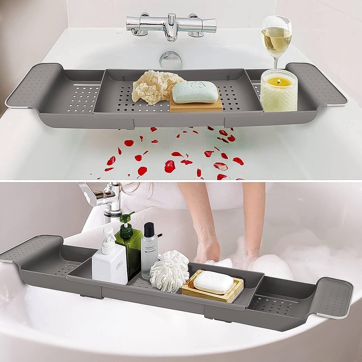 Retractable Bath Caddy Retractable Bathtub (78 Cm Long Adjust 1 Pc With White Box)