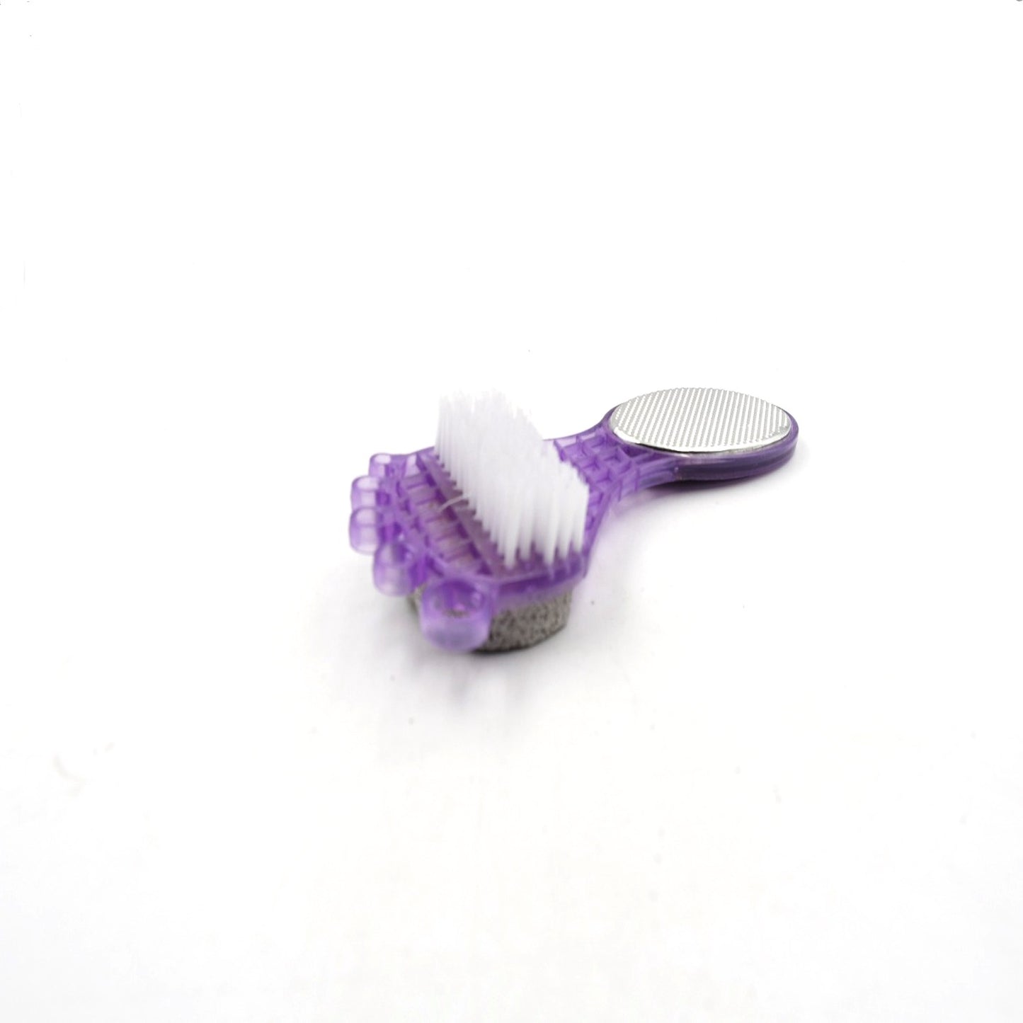 6993 4 In 1 Pedicure Tool For Rough Dry Feet Dual-sided With Pumice Stone Soft Brush Steel Scrubber Emery File Softens Hard Foot Corns Calluses Cleanses Smoothens Dull Feet