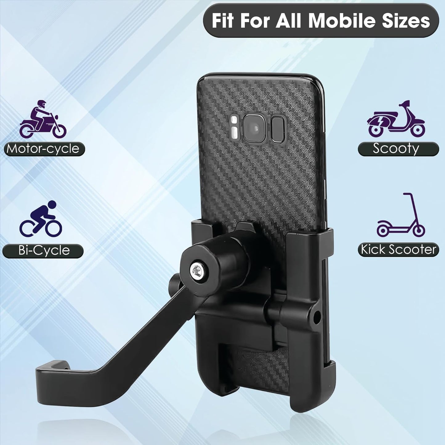 12674 Full Metal Body Bike Scooty 360 Degree Rotating Mobile Holder Stand For Bicycle Motorcycle Scooty For Maps And Gps Navigation Fits All Smartphones (1 Pc)