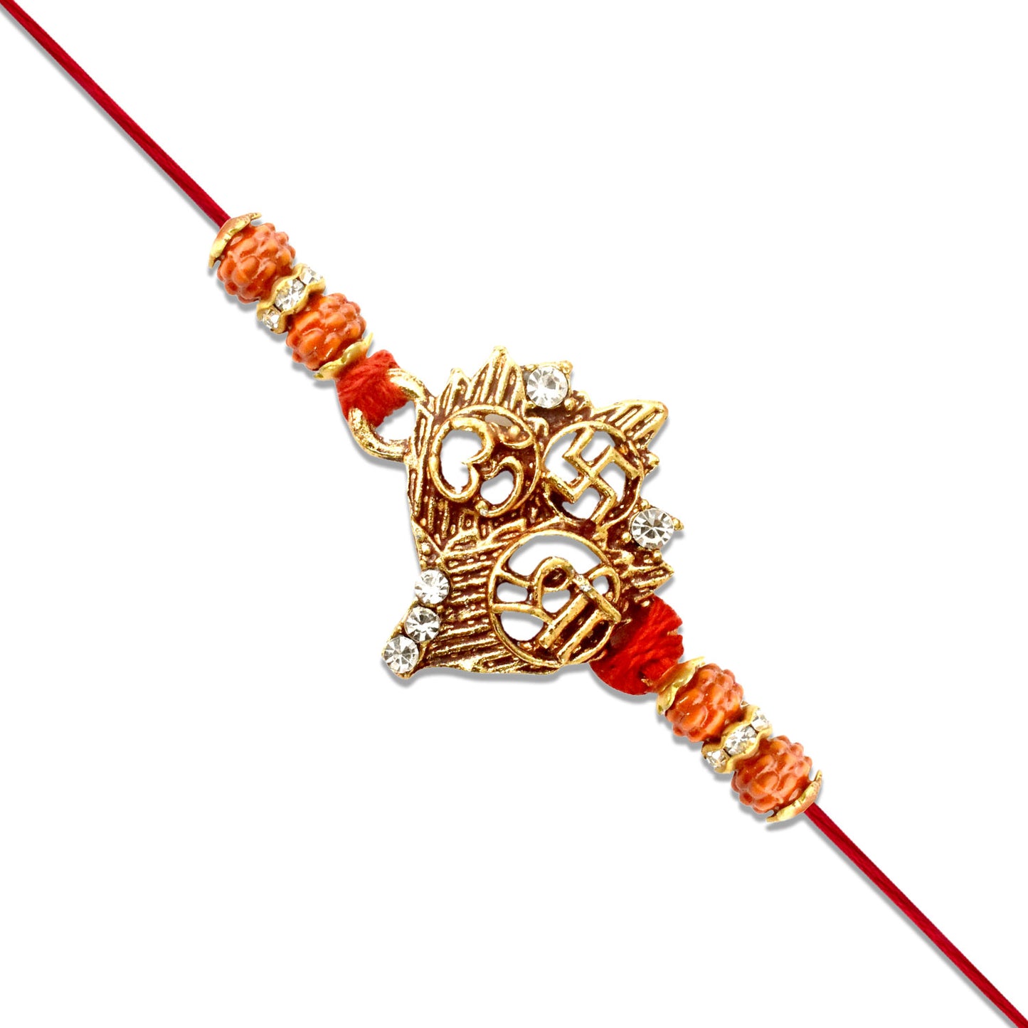 Spiritual Symbol Rakhi With Om Swastik Rudraksha Beads