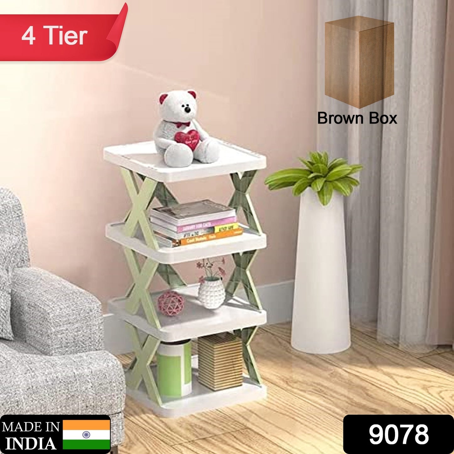 9078 4 Layer Shoes Stand Shoe Tower Rack Suit For Small Spaces Closet Small Entryway Easy Assembly And Stable In Structure Corner Storage Cabinet For Saving Space