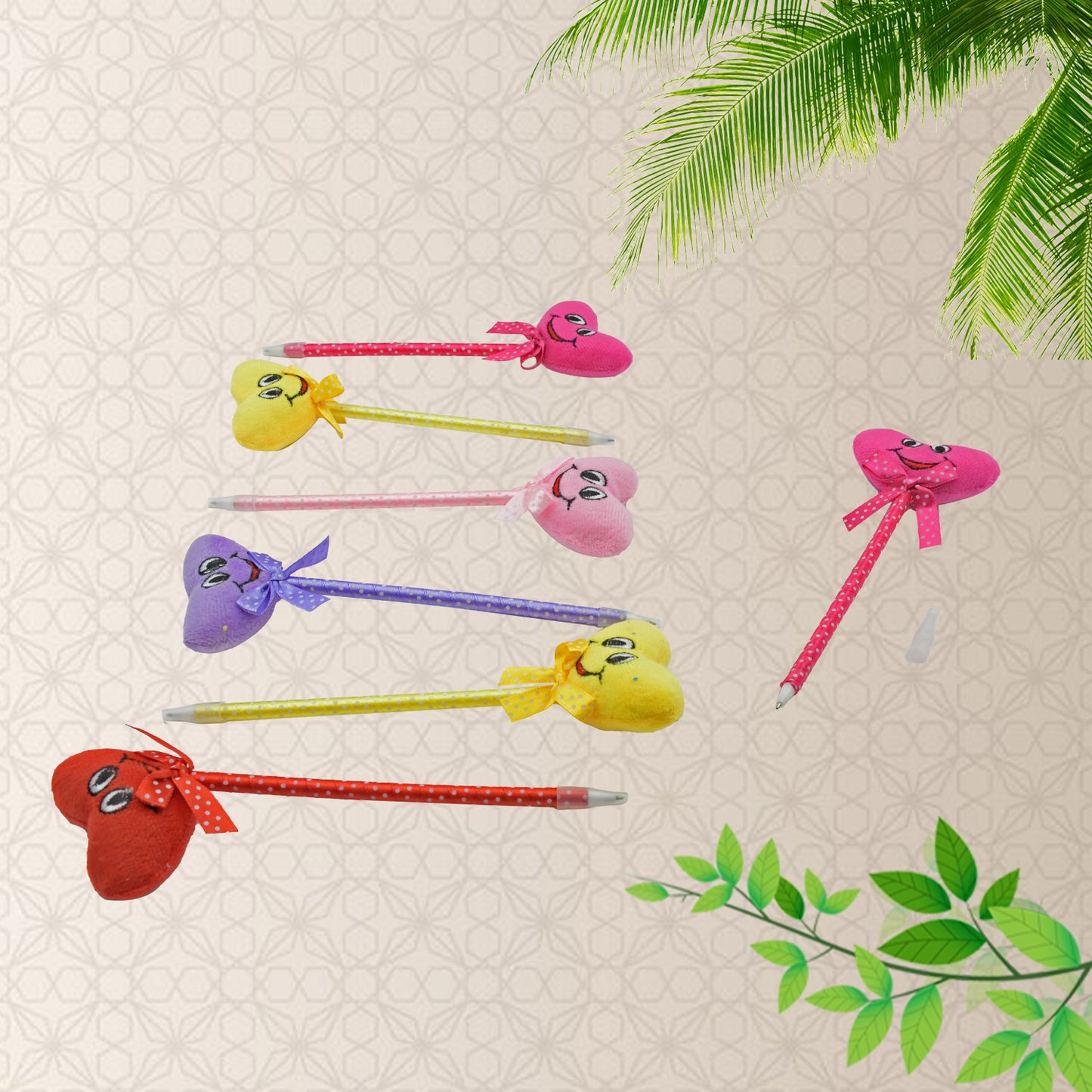 4292 Cute Cartoon Shape Heart Design Facy Writting Pen Attached Rattle Ball Pen Smooth Writing For Wedding Events Multiuse Pen Best Pen L Use For Kids (12 Pcs Set Mix Design Color)