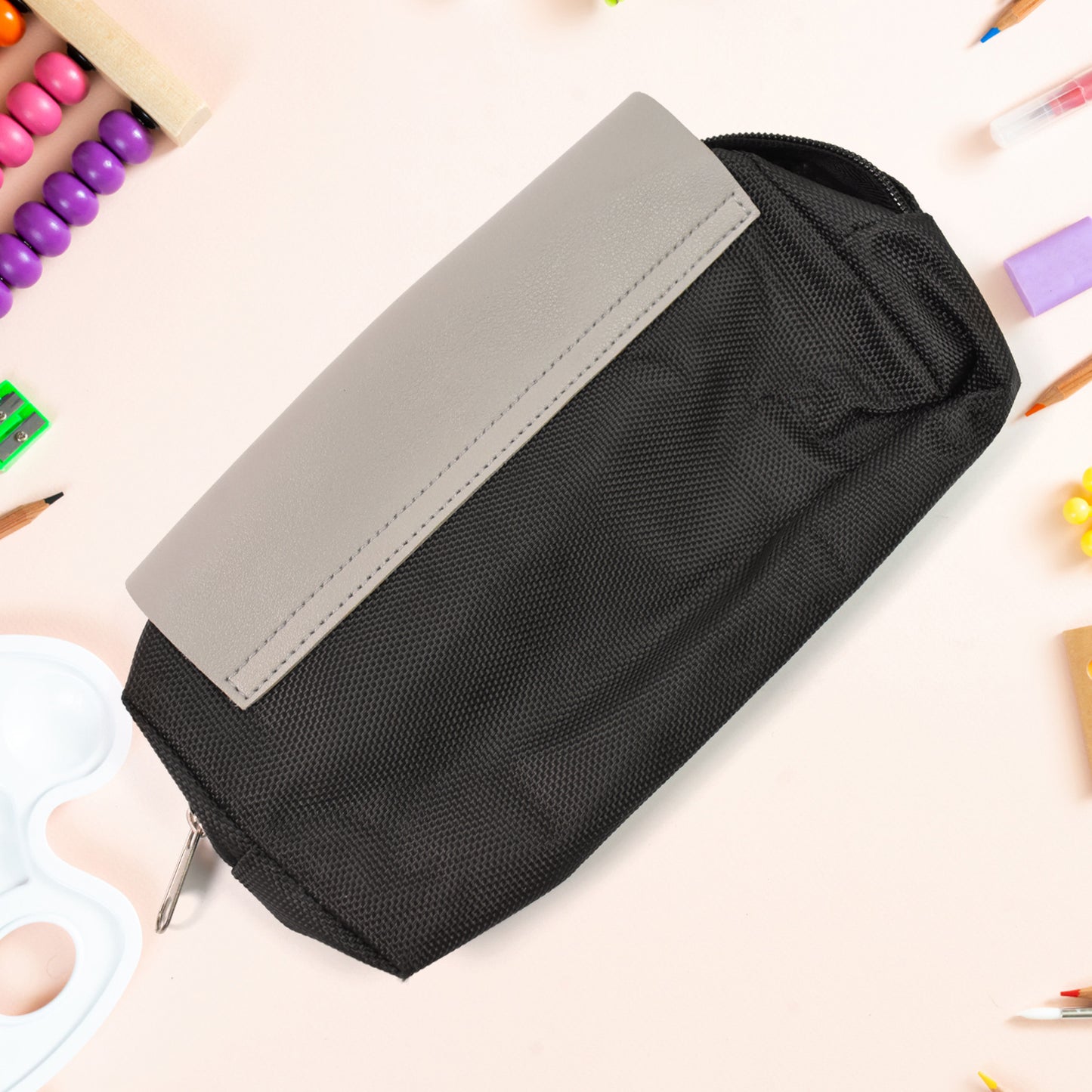 Pencil Pouch With Zipper Students Pencil Case Large Capacity Makeup Pouch Stationery Bag (1 Pc 2 Compartment)