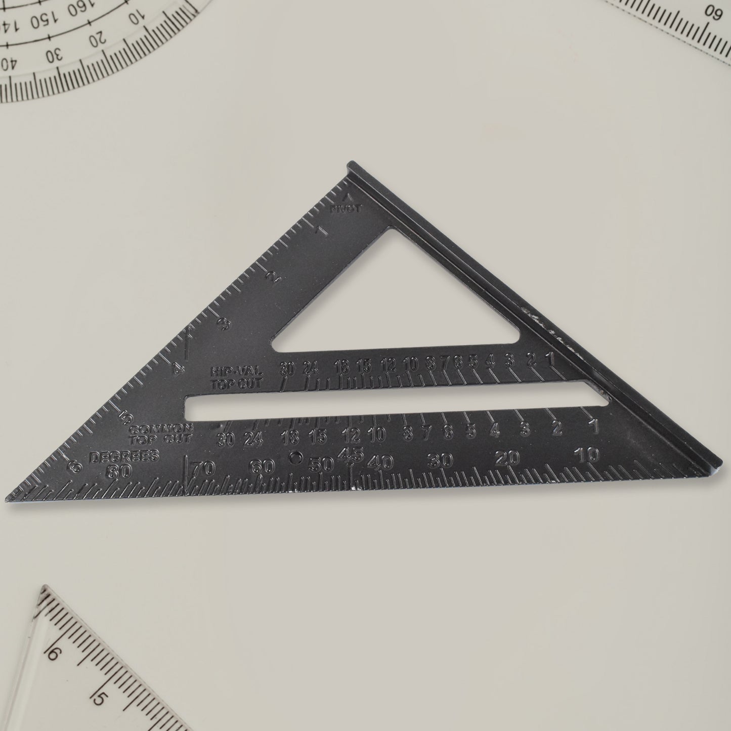 Double Side Scale Triangle Ruler Measurement Hand Tool (1 Pc Black)