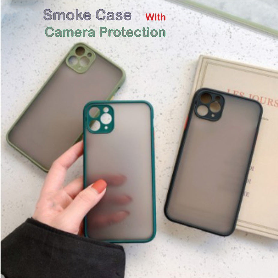 24798 Camera Lens Protector Shockproof Full Body Cover Enhanced Corner Translucent Matte Hard Back Slim Protective Phone Case Smoke Camera Protection Case Man Woman Case