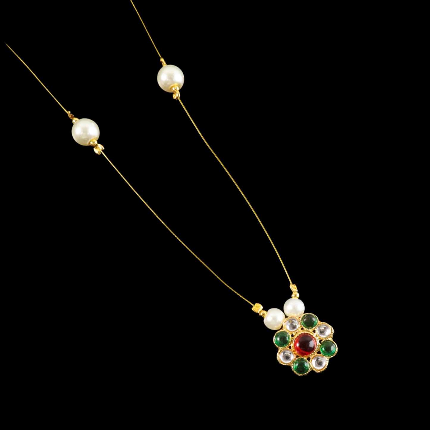 Elegant Traditional Multicolor Stone Pearl Pendant Chain (1 Pc)