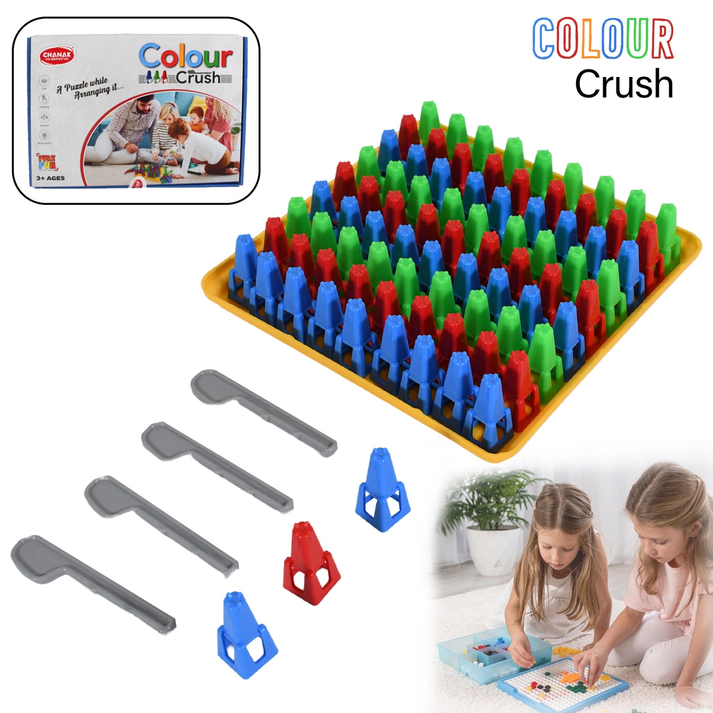 1936 Plastic Color Crush Game Board A Puzzle Game Challenges Educational Board Games Game For Kids Adults Birthdaygift(1 Set)