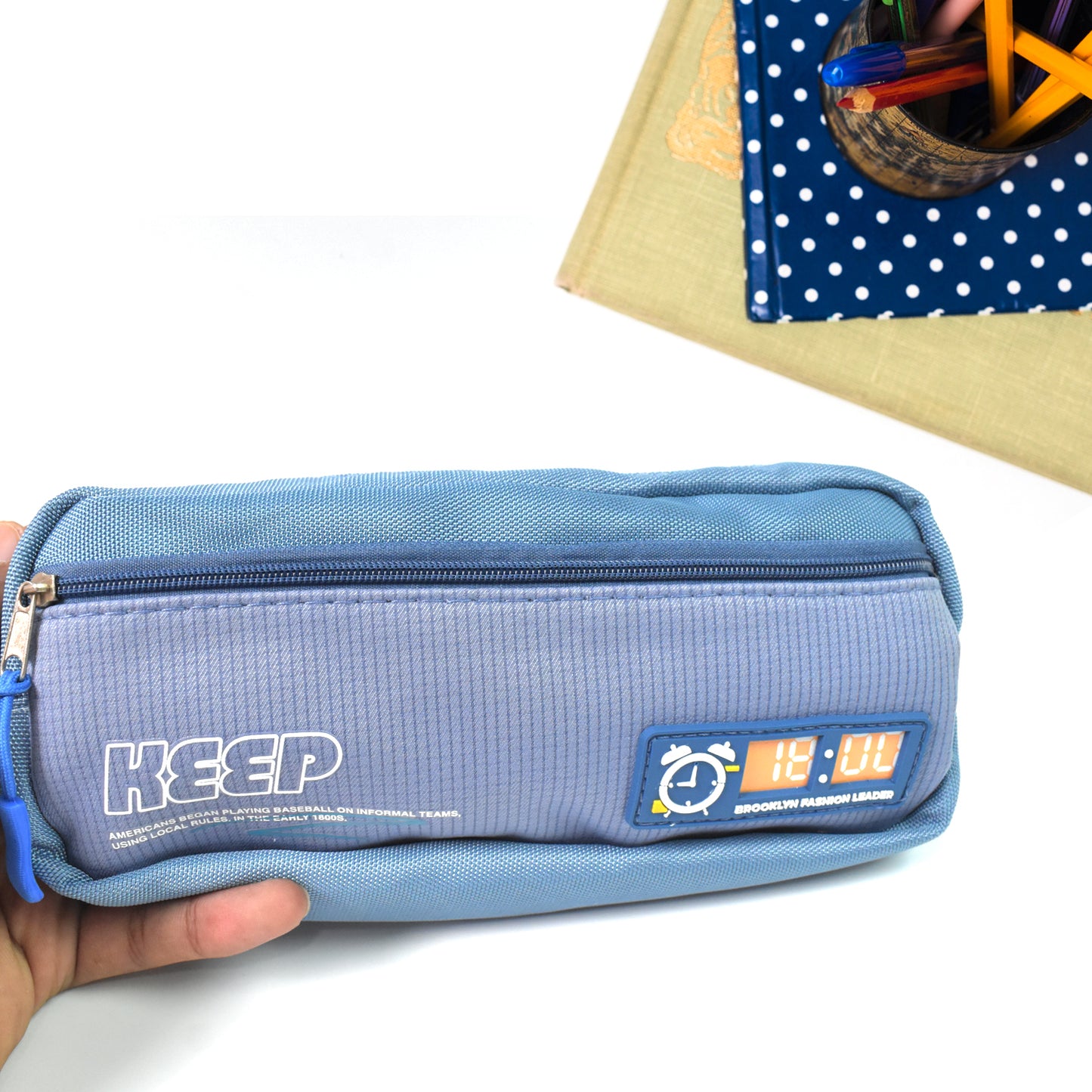 Pencil Pouch With Zipper Students Pencil Case Large Capacity Makeup Pouch Stationery Bag (1 Pc 2 Compartment)