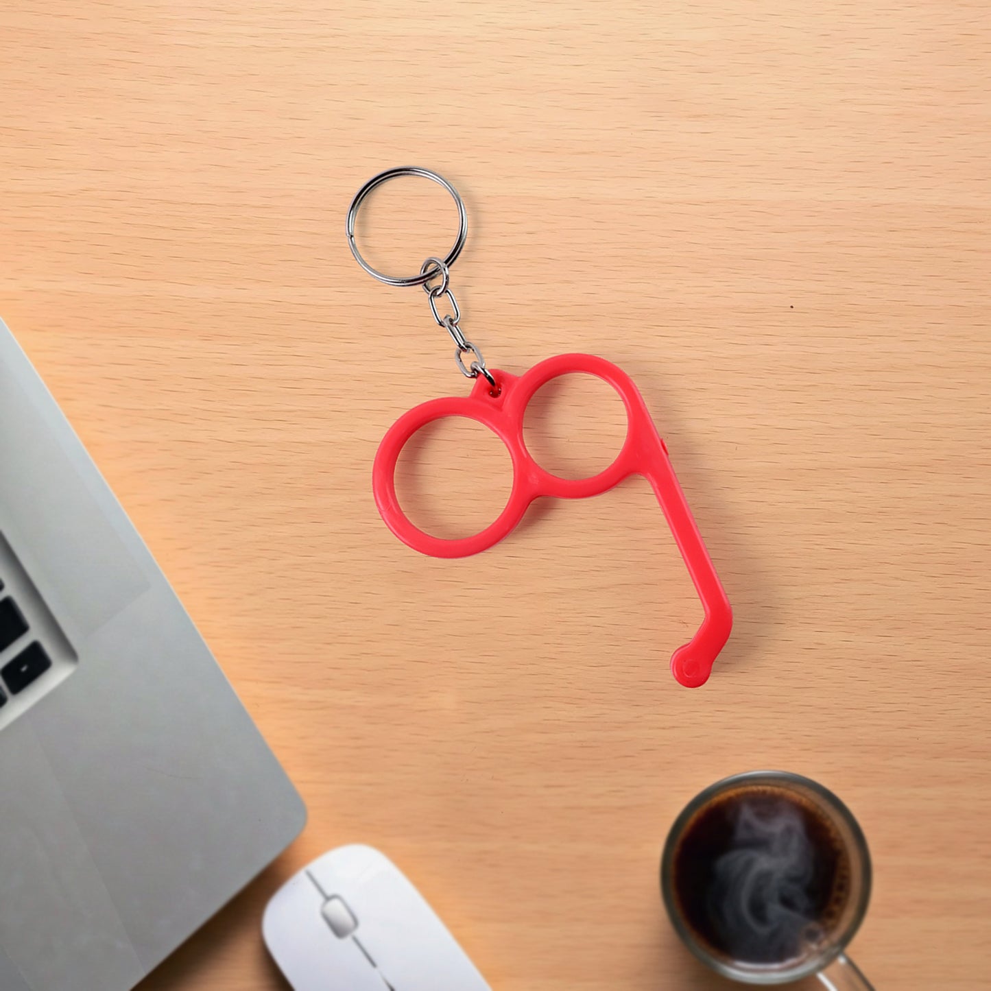 2-in-1 Plastic Dual-finger Mobile Stand Cum Keyring (1 Pc Mixed Color)