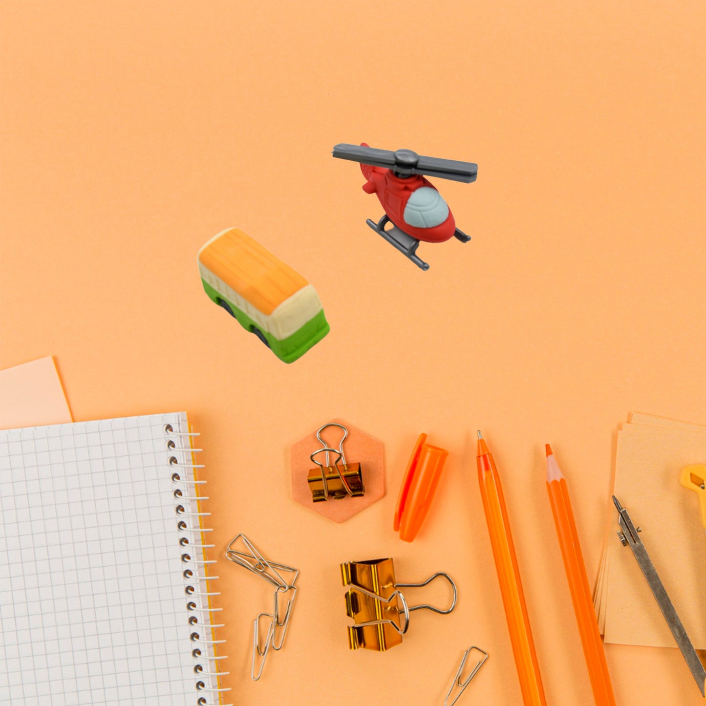 4567 Vehicle Pattern Eraser School Stationery Use Eraser (4 Pc Set)