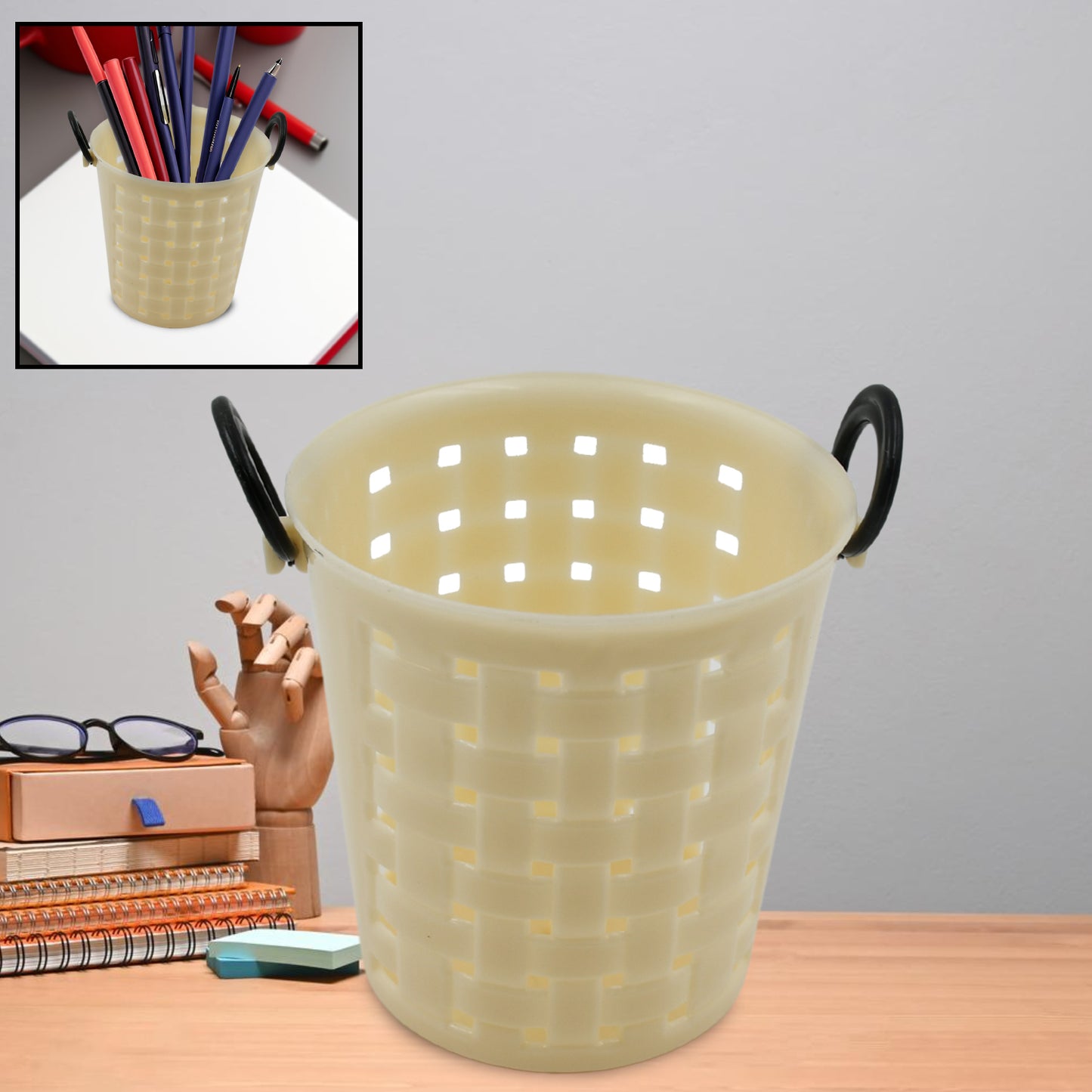 17557 Multifunctional Plastic Round Multi-purpose Toothpaste Stationary Pen Pencil Holder Mini Desk Office Desktop Stationery Organizer Bathroom Shelves For Adults (1 Pc)