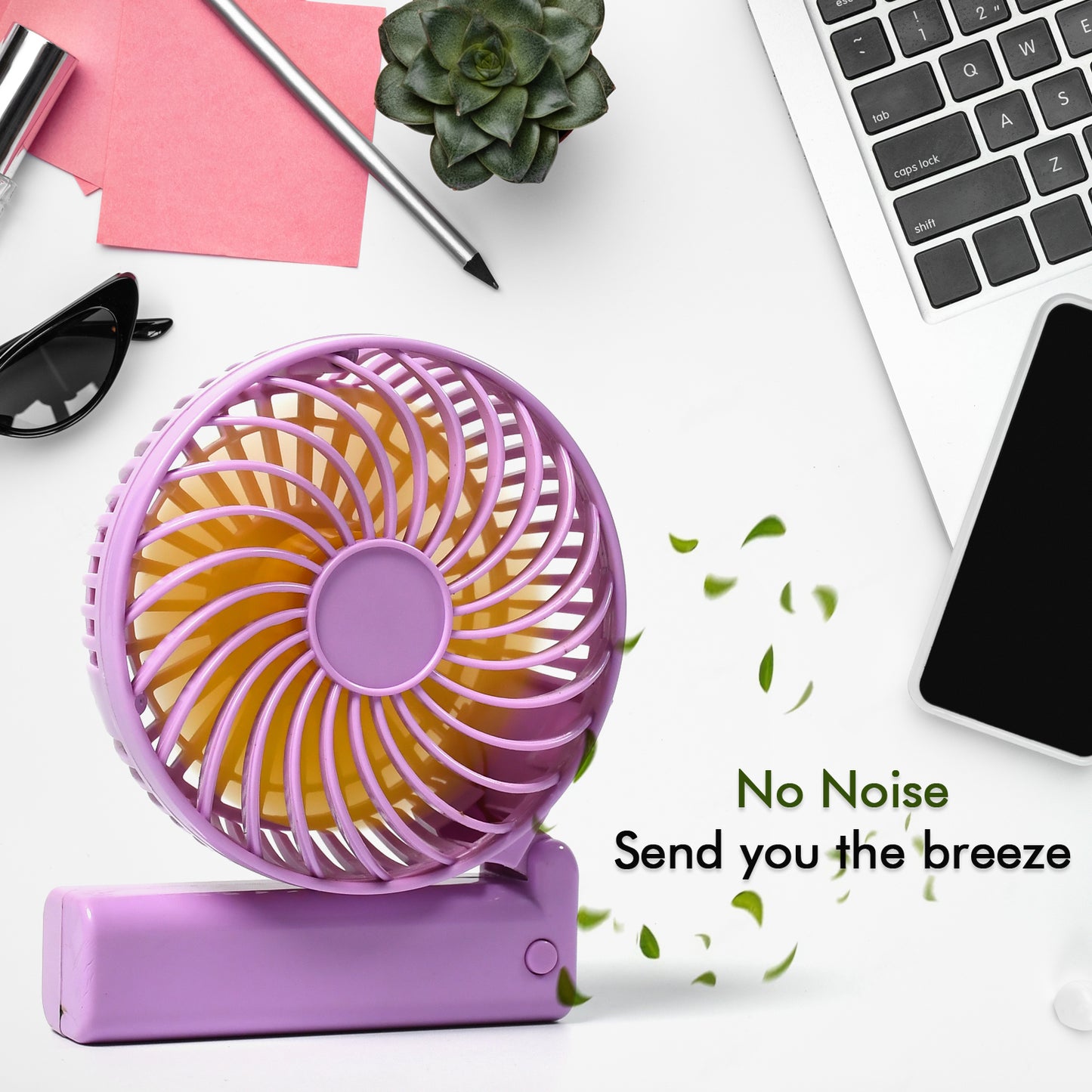 7604 Portable Mini Handy Fan Personal Table Fan Rechargeable Battery Operated Fan Suitable For Kids Women Makeup Artist Home Office (Battery Not Include)