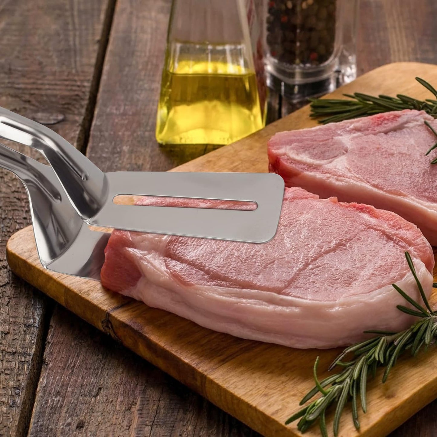 Stainless Steel Cooking Tong - Multifunctional Slotted Fish Double-sided Spatula (1 Pc 23 Cm)