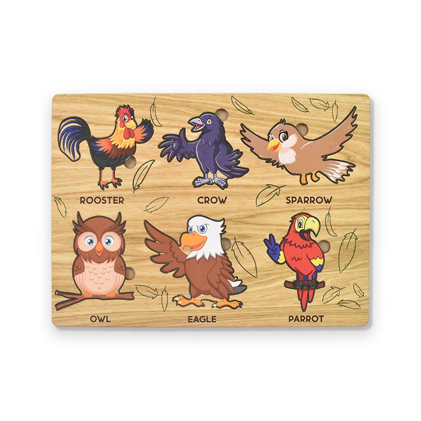 Wooden Bird Puzzle Learning Educational Board (1 Set 2820 Cm)