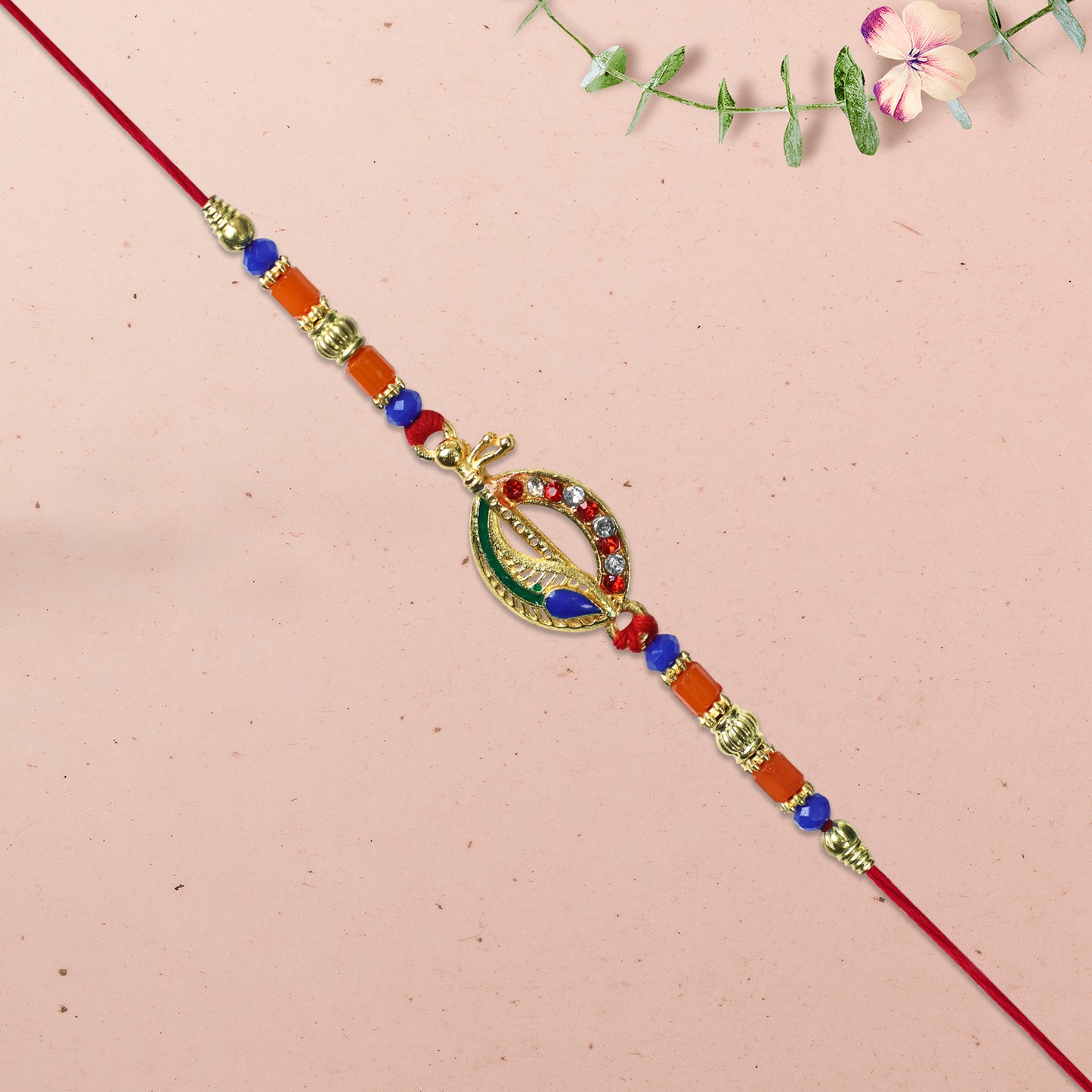 Traditional Dagger Rakhi With Colorful Beads And Stones