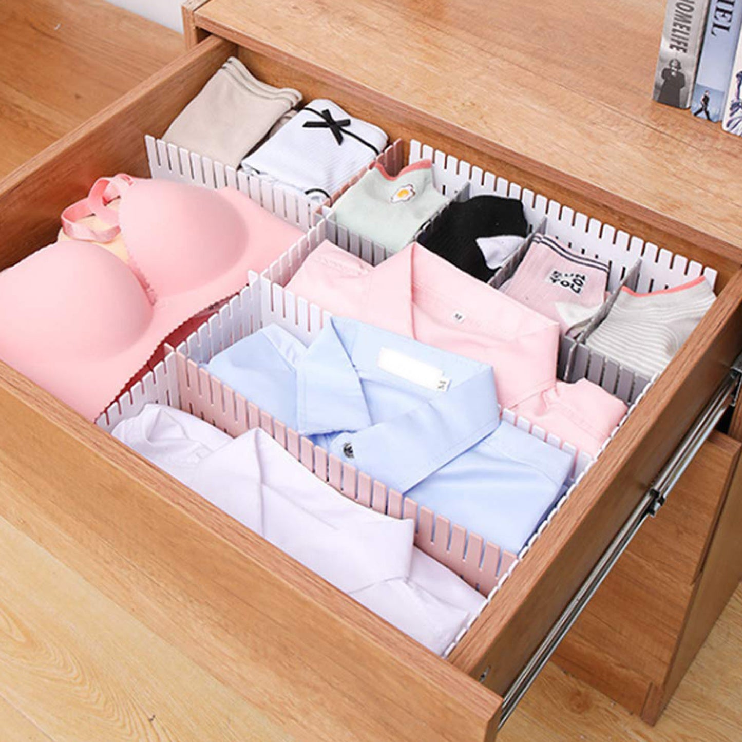 4146 Storage Box Drawer Organizer Drawer Cupboard Divider Grid Closet Sorting Partition Plastic Strips Separators Box Organizer (4 Pc Set )