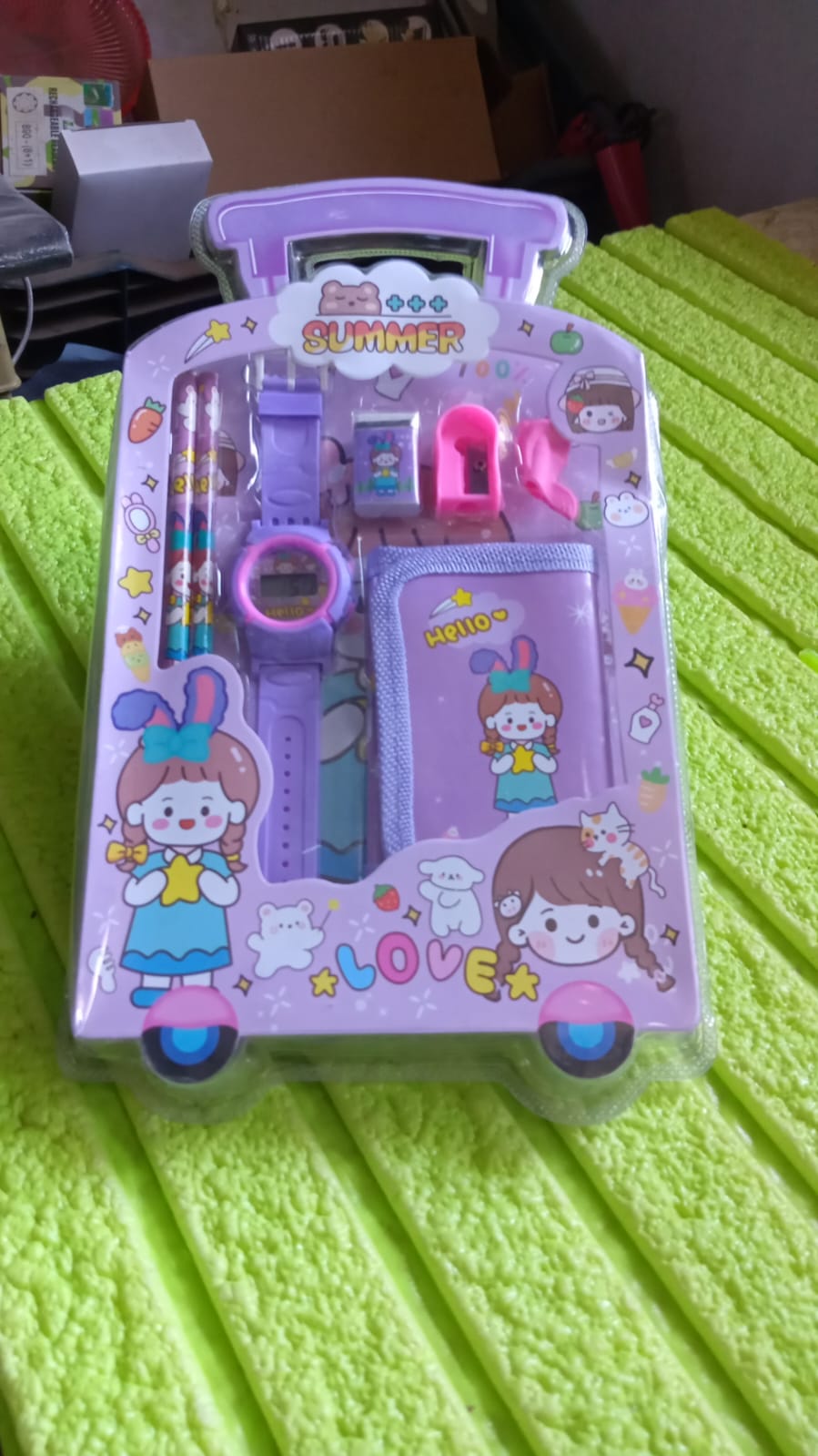 17526 Stationery Set For Girls And Boys Kids Return Gift - 7 In 1 School Items For Kids-pencils Eraser Sharpener Pouch Pencil Extender Birthday Gift Idea Stationary Kit Set For School Kids (Pack Of 7 Pcs Set)