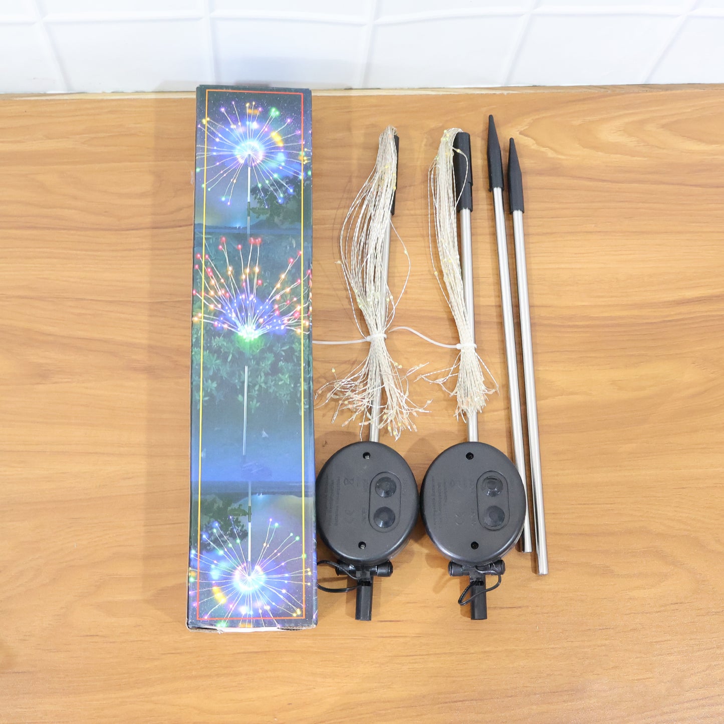 Solar Powered Warm White Starburst Firework Garden Light Set (2 Pc 120 Led)