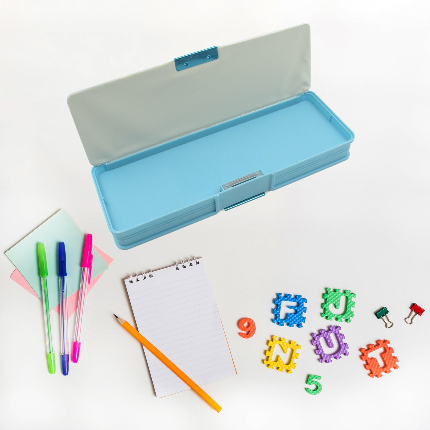 4257 Double Sided Magnetic Geometry Box Pencil Box With Calculator For Boys Art Plastic Pencil Box For Girls And Boys