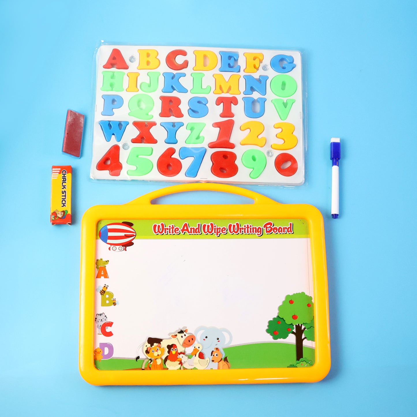 2-in-1 Kids Writing Board Set Double-sided Whiteboard Blackboard