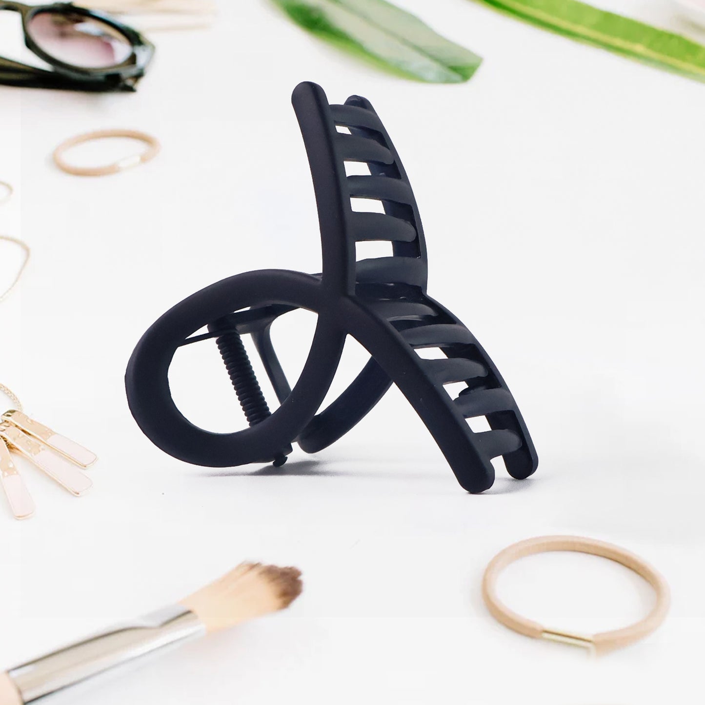 Plastic Hair Clamp Grip Simple Matte Hair Barrette Clamp (12 Pc Mix Design)