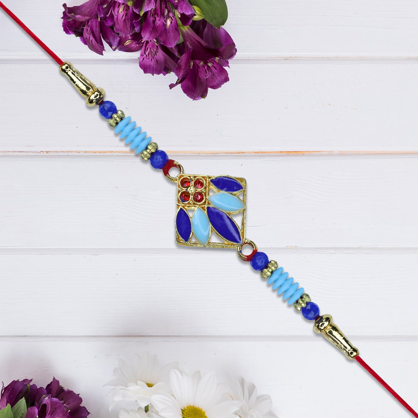 Blue Petal Motif Rakhi