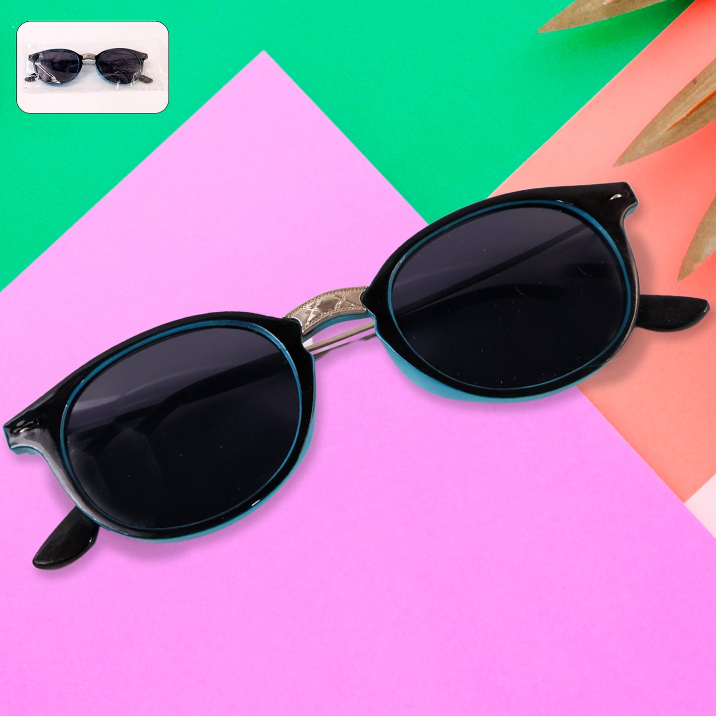 Sky Blue Uv Protected Round Sunglasses Classic Sunglasses For Men Women Lightweight