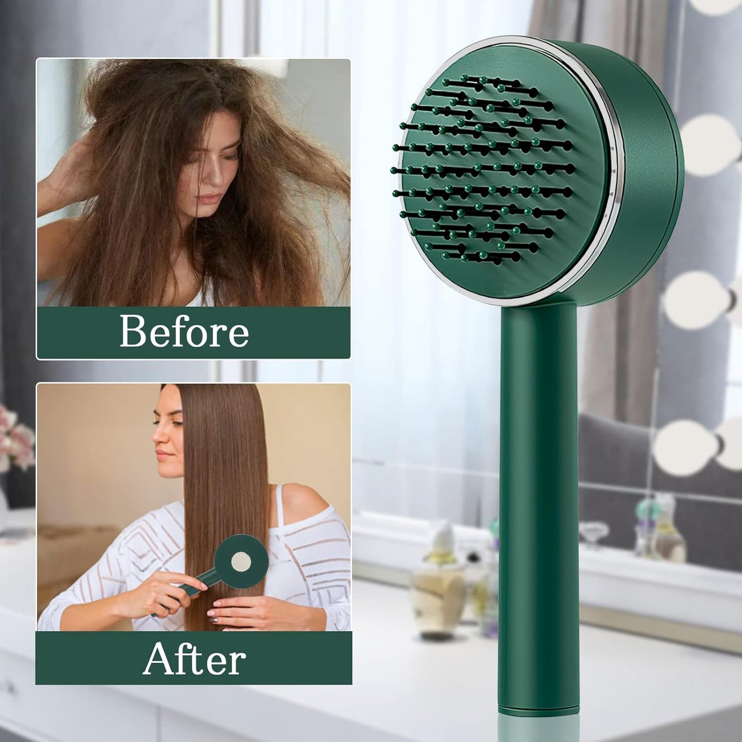 6034 Air Cushion Massage Brush Airbag Massage Comb With Long Handle Self-cleaning Hair Brush Detangling Anti-static For All Hair