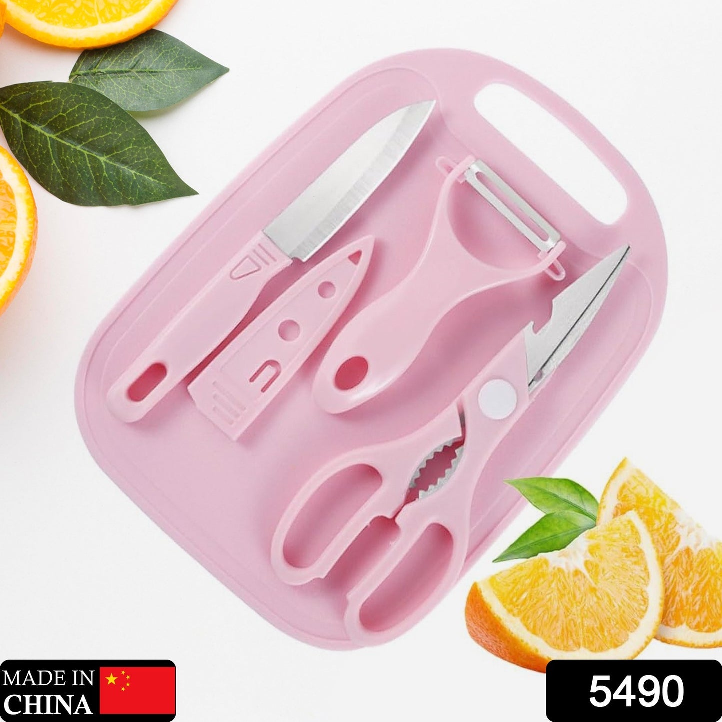 5490 Mini Travel Cutting Board Set 4 Pcs Portable Mini Camping Plastic Cutting Board  Knife Fruits  Vegetable Peeler Scissors Kitchen Knives Set For Travel Picnic Camping Outdoor Park (4 Pc Set)