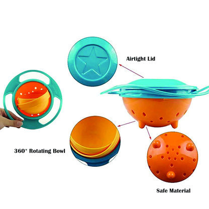 0617 Portable Non Spill Feeding Toddler Gyro Bowl 360 Degree Rotating Dish