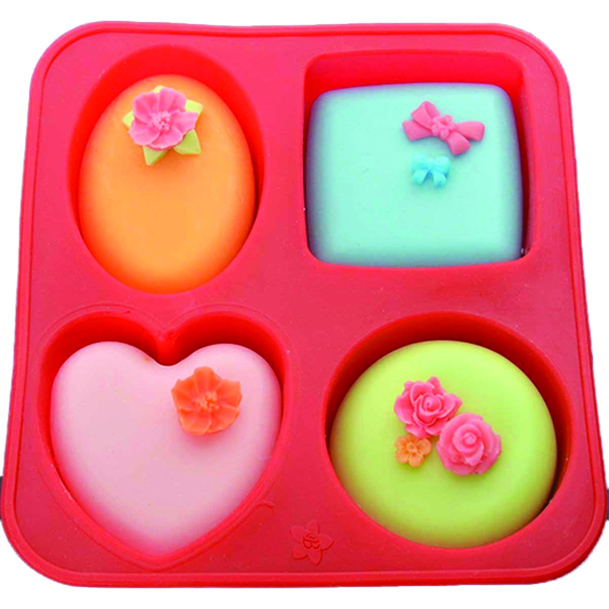 0773 Silicone Circle Square Oval And Heart Shape Soap And Mini Cake Making Mould