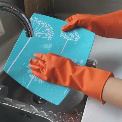 0621 Multipurpose Rubber Reusable Cleaning Gloves Reusable Rubber Hand Gloves I Latex Safety Gloves I For Washing I Cleaning Kitchen I Gardening I Sanitation I Wet And Dry Use Orange Gloves (1 Pair 40 Gm)