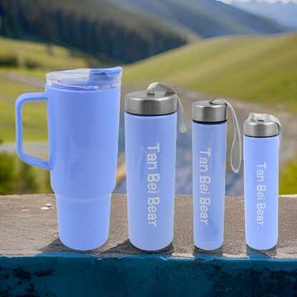 Plastic Water Bottle 3 Different Size Bottle  1 Pc Tumbler With Straw (4 Pc Set)