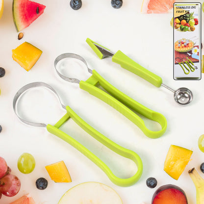 Professional 3 In 1 Stainless Steel Watermelon Cutter Fruit Carving Tools Set (1 Set)