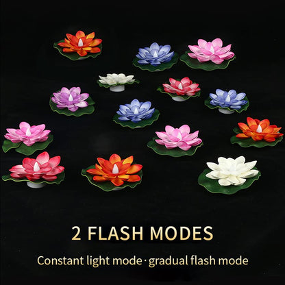 6556 Water Floating Smokeless Candles  Lotus Flowers Sensor Led Tealight For Outdoor And Indoor Decoration - Pack Of 6 Candle Candle (Pack Of 6)