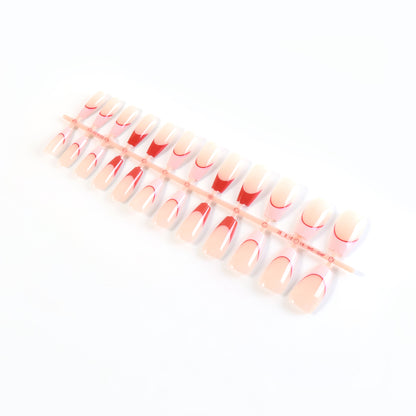 Elegant Nude Glossy Artificial Nail Tips Fake Nails (24 Pc Set)
