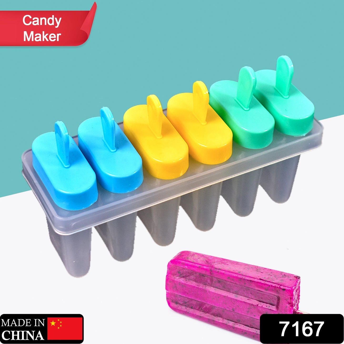 7167 Ice Candy Maker Upgrade Popsicle Molds Sets 6 Ice Pop Makers Reusable Ice Lolly Cream Mold Home-made Popsicles Mould With Stick