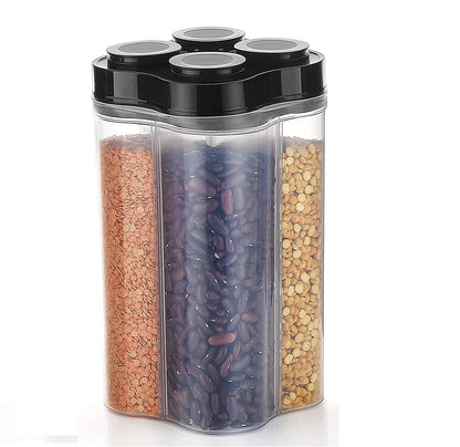 0764b Plastic Lock Food Storage 4 Section Container Jar For Grocery Fridge Container.