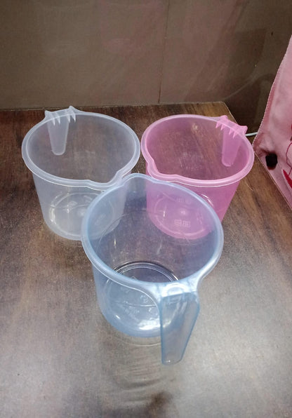 Plastic Round Transparent Bath Water Mug (1 Pc  1200 Ml  Mix Color)