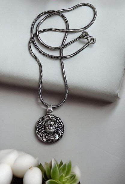 Sterling Silver God Hanuman Pendant with Chain for Men & Women