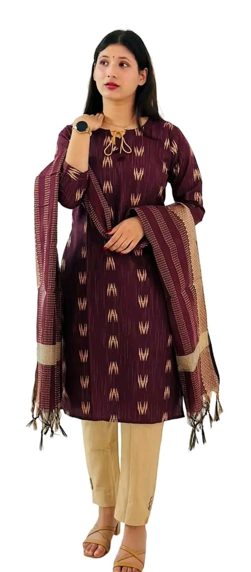 Women's Cotton Kurta Pant Set with Dupatta