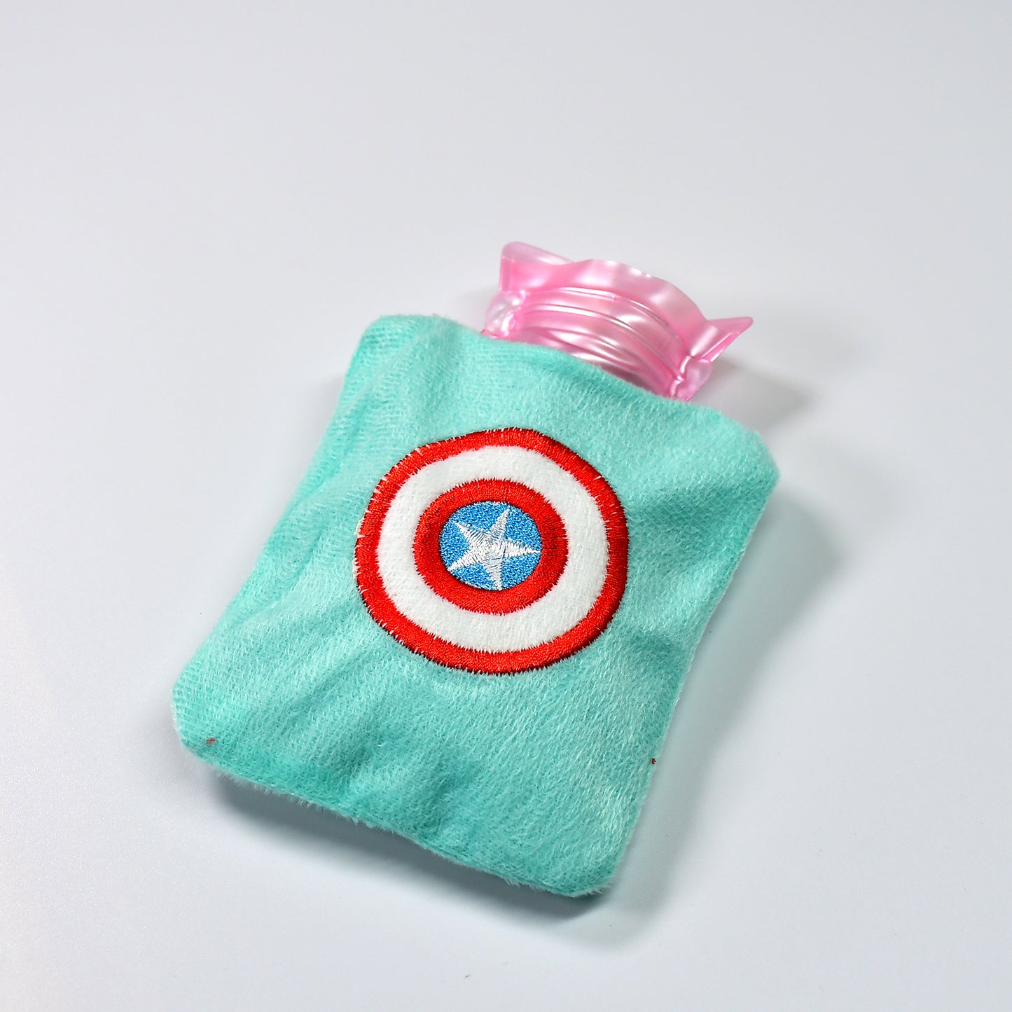 6517 Captain Americas Shield Small Hot Water Bag With Cover For Pain Relief Neck Shoulder Pain And Hand Feet Warmer Menstrual Cramps.