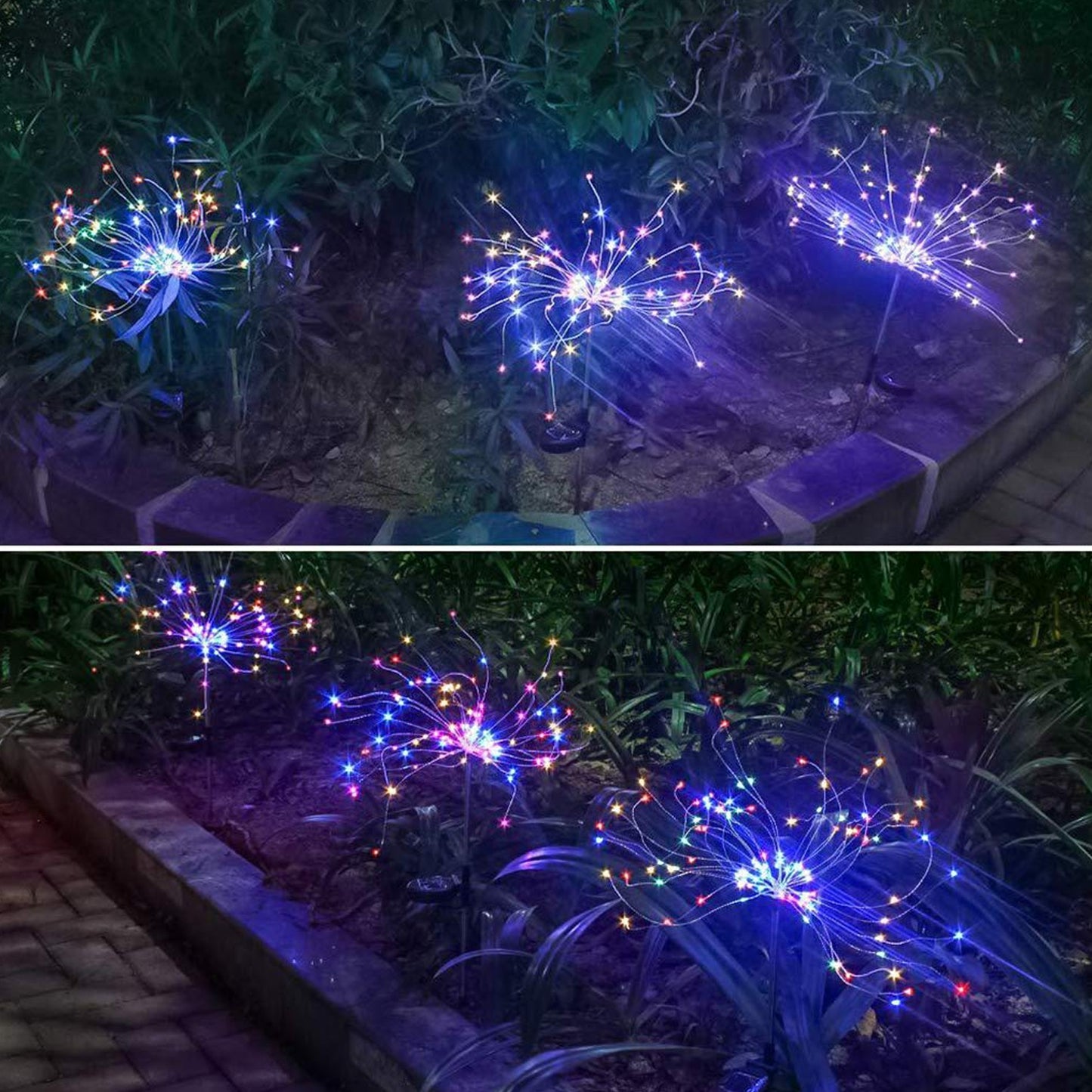 Colorful Multi Led Outdoor Solar Garden Lights (2 Pcs Set)