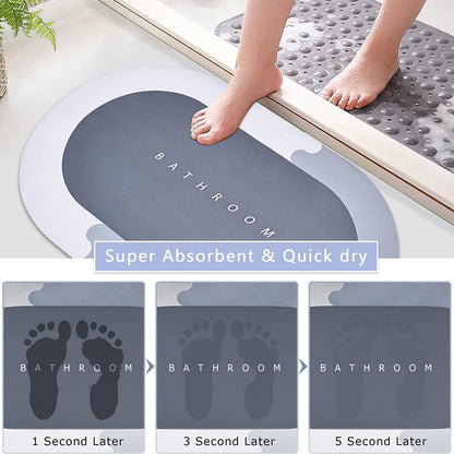 4065 Square Bathroom Mat Water Absorbent Mats Diatomite Door Mat Anti-slip Bath Mat Quick Drying Absorbent Mat For Home Kitchen (57x38cm)