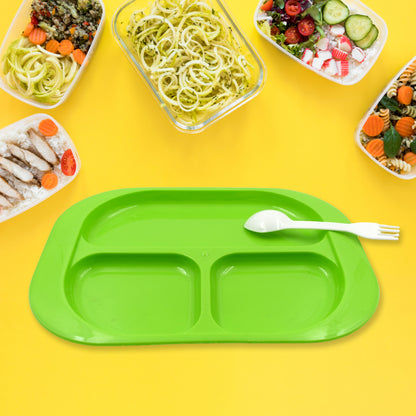 5554 Plastic Food Plates  Biodegradable 3 Compartment Square Plate With Spoon For Food Snacks  Nuts  Desserts Plates For Kids Reusable Plates For Outdoor Camping Bpa-free (1 Pc)